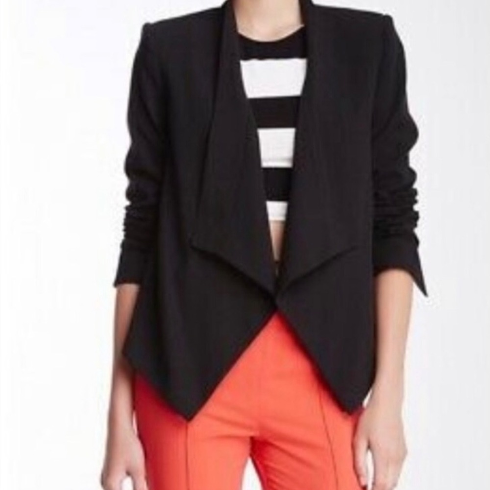 BCBGMaxAzria Abree Open Front Blazer Jacket XXS Black BCBG Designer Fashion